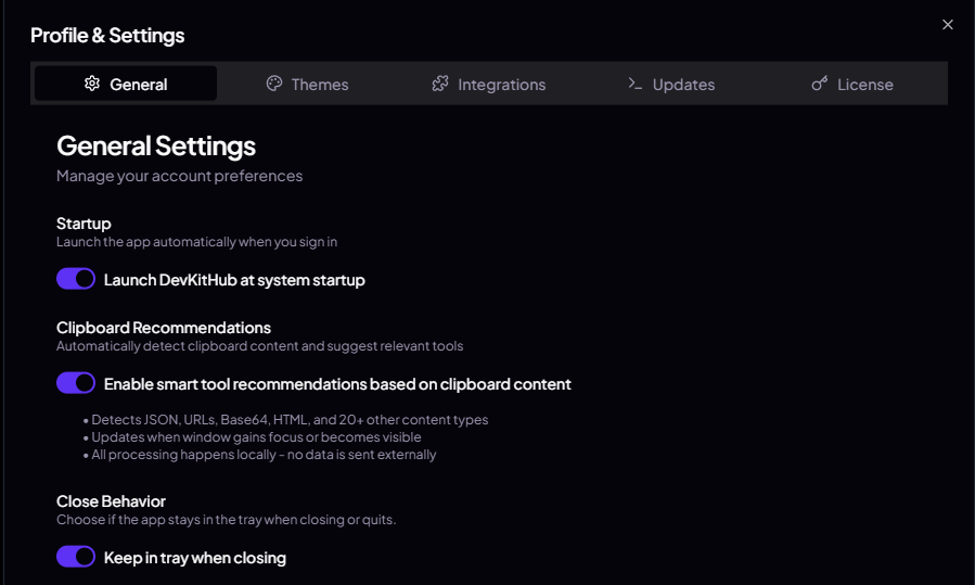 Auto-start and tray icon